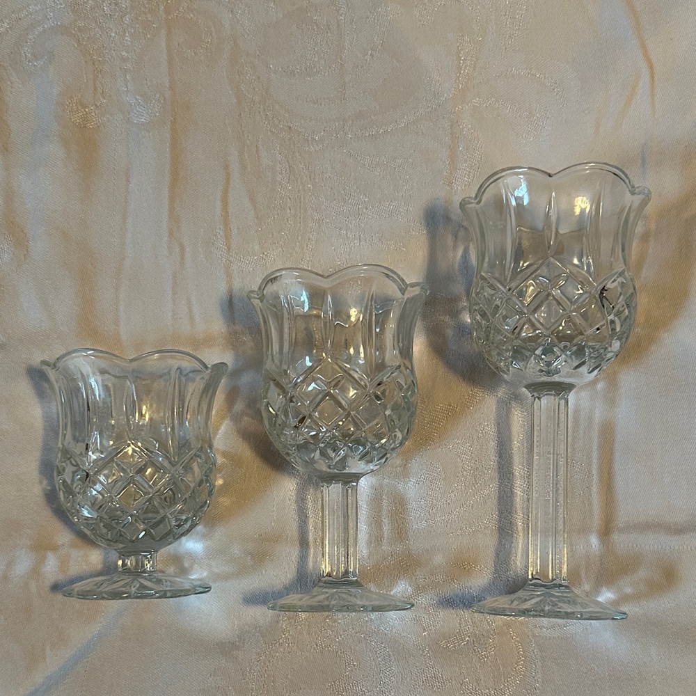Princess House Clear Candle Holders Set